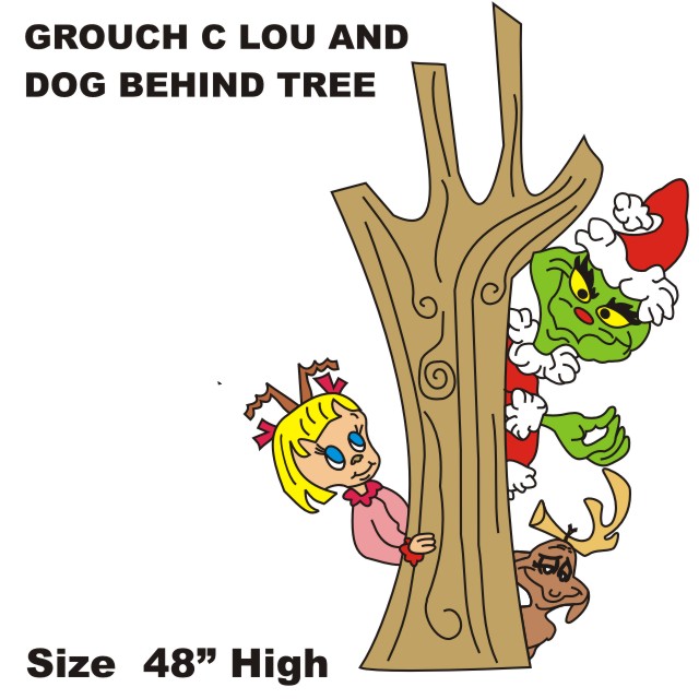 grouch c lou and dog behind tree web
