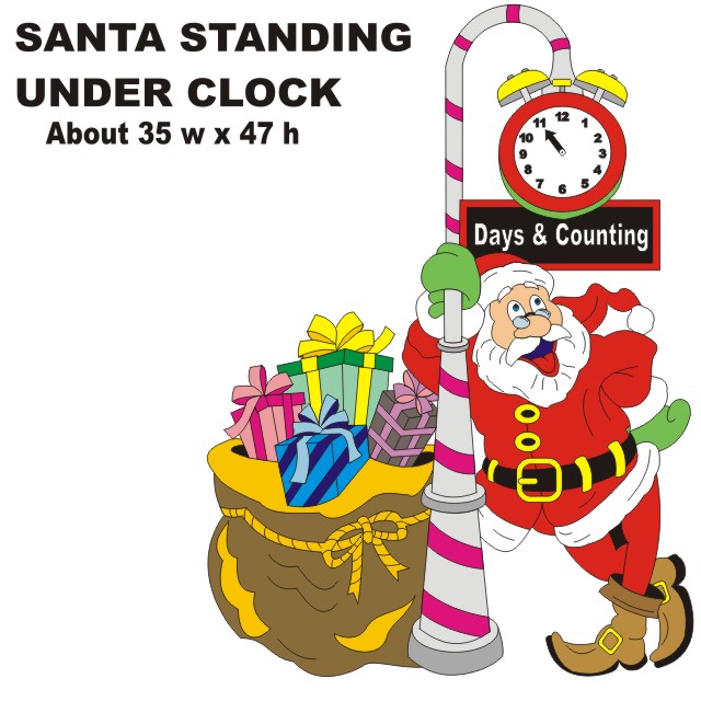 santa standing under clock web